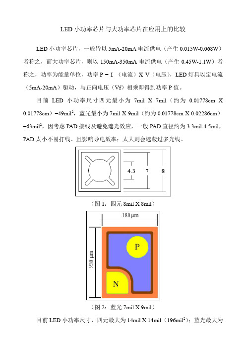 LED芯片尺寸与亮度的比较