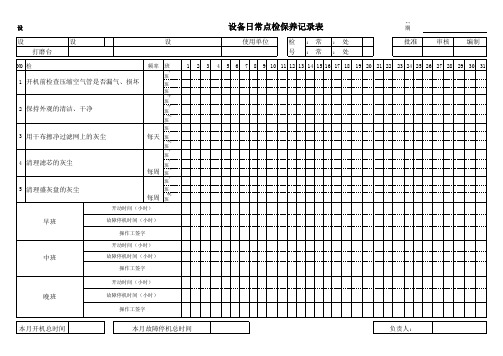 打磨台设备点检表