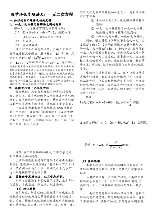 一元二次方程培优专题讲义(最新整理)