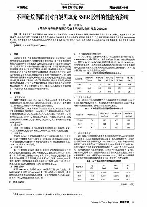 不同硅烷偶联剂对白炭黑填充SSBR胶料的性能的影响