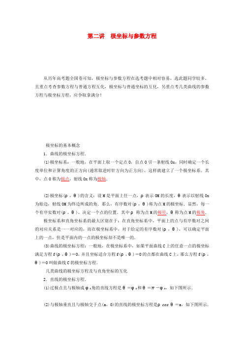 2016届高考文科数学二轮复习考点练习专题8选修专题第二讲极坐标与参数方程