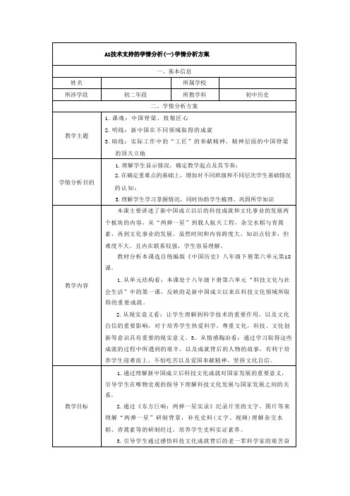 八年级历史学情分析方案