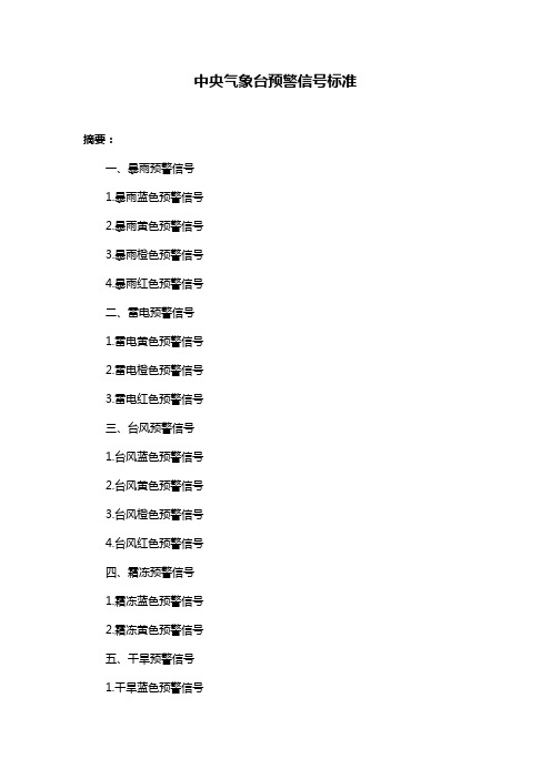 中央气象台预警信号标准