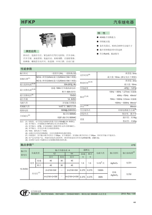 【VIP专享】宏发继电器相关参数