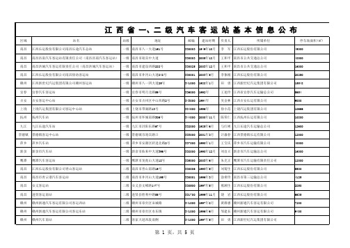 江西省一、二级汽车客运站基本信息公布