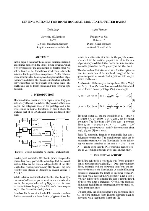 Lifting schemes for biorthogonal modulated filter banks