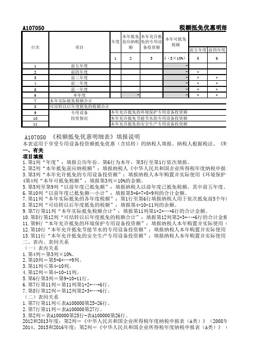 企业所得税年度纳税申报表(A类 , 2017年修订版)及填报说明Excel版公式初版