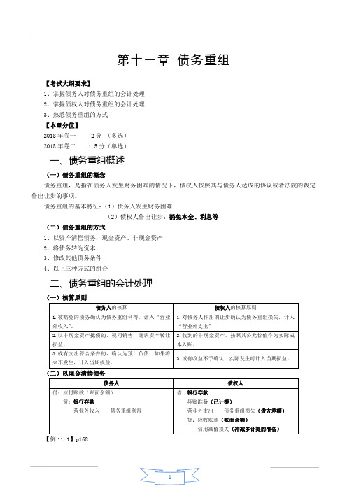 会计职称-中级实务基础精讲-第十一章 债务重组