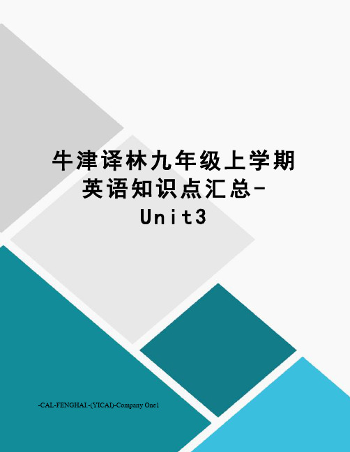 牛津译林九年级上学期英语知识点汇总-Unit3