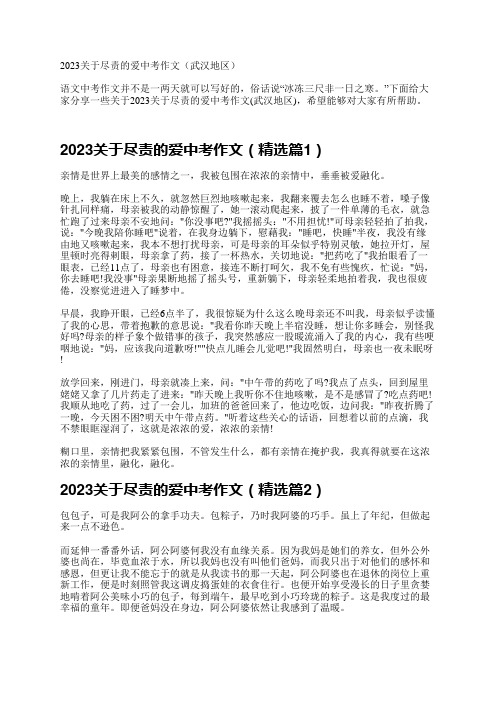 2023关于尽责的爱中考作文(武汉地区)