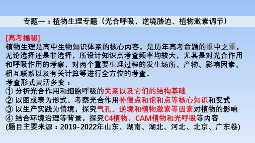 【公开课】高三生物二轮复习课件：C4植物、CAM植物和光呼吸