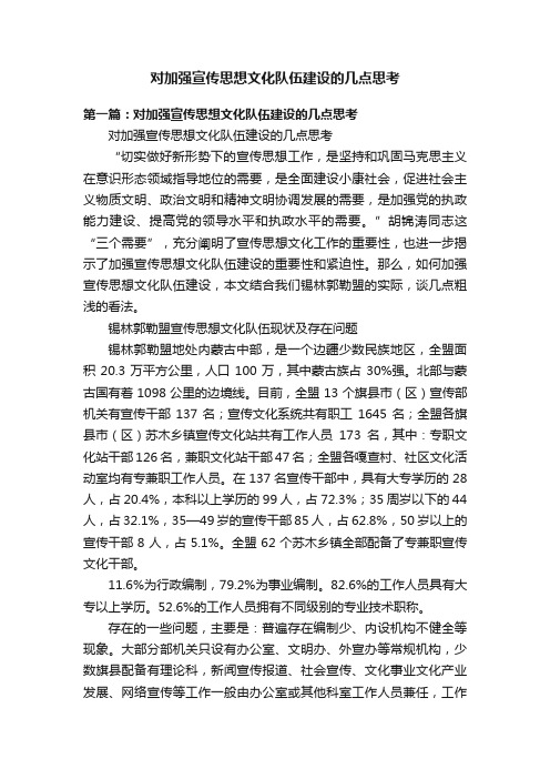 对加强宣传思想文化队伍建设的几点思考