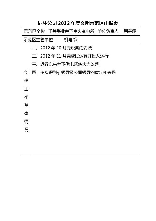 千井煤业井下中央变电所文明示范点