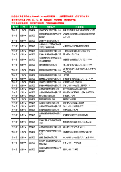 2020新版吉林省长春市宽城区贸易有限公司工商企业公司商家名录名单黄页联系电话号码地址大全165家