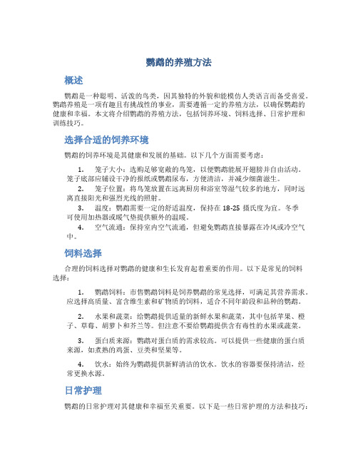 鹦鹉的养殖方法