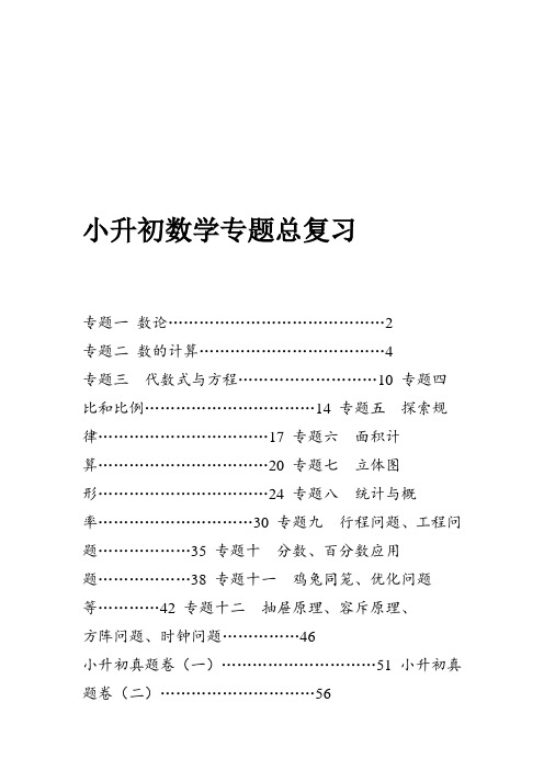 2021小升初数学专题复习讲义