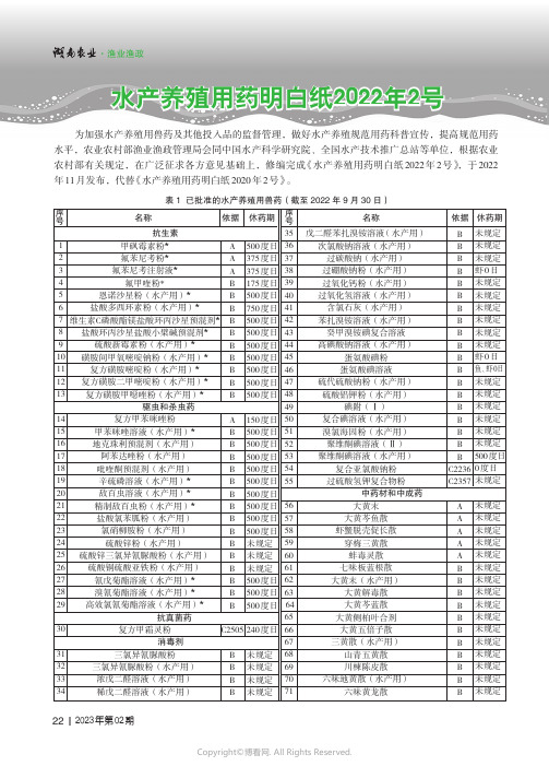 水产养殖用药明白纸2022_年2_号