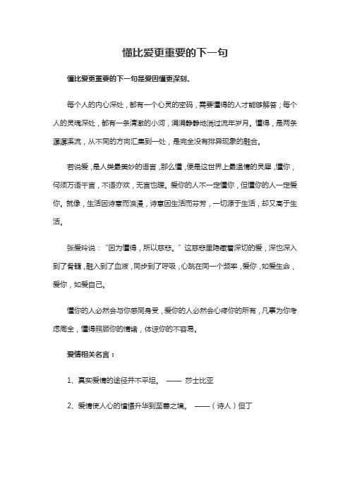 懂比爱更重要的下一句