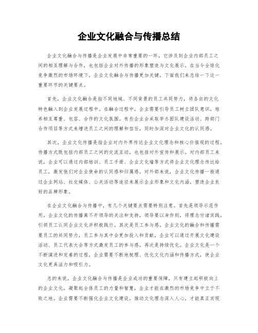 企业文化融合与传播总结