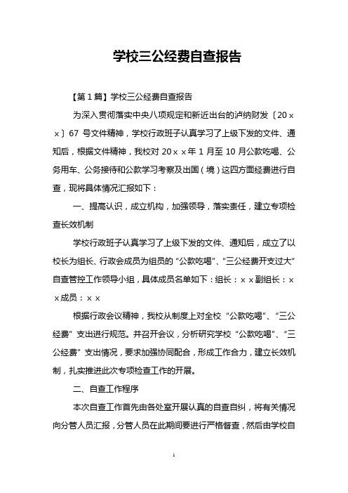 学校三公经费自查报告