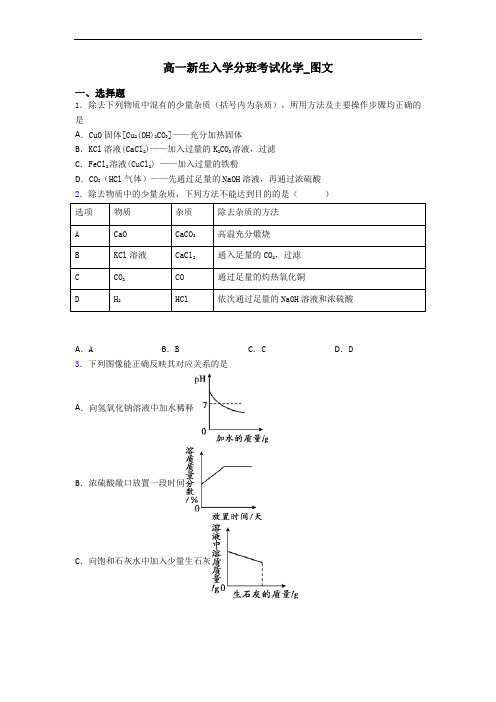 高一新生入学分班考试化学_图文