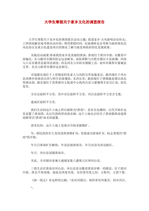 大学生寒假关于家乡文化的调查报告