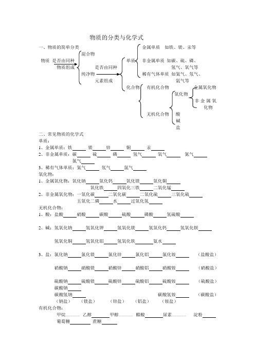 物质的分类与化学式学案