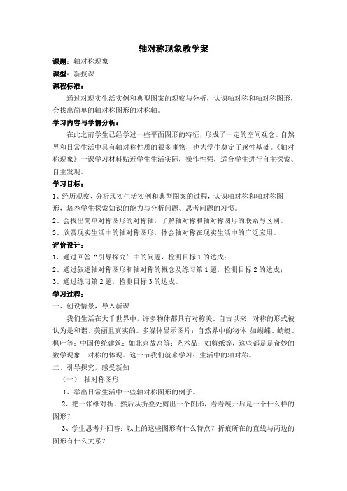 轴对称现象教学案