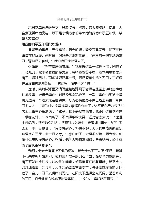 给我的启示五年级作文_作文750字_小学五年级作文_