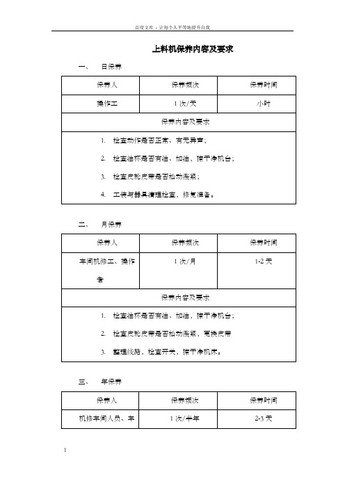 公司设备保养内容及要求