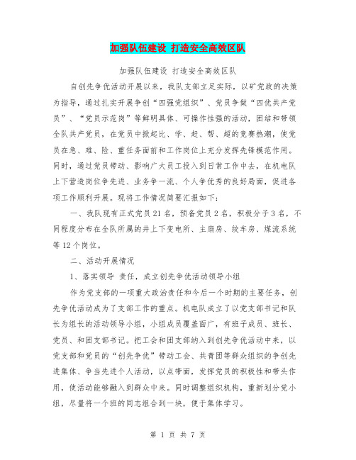 加强队伍建设 打造安全高效区队【可编辑版】