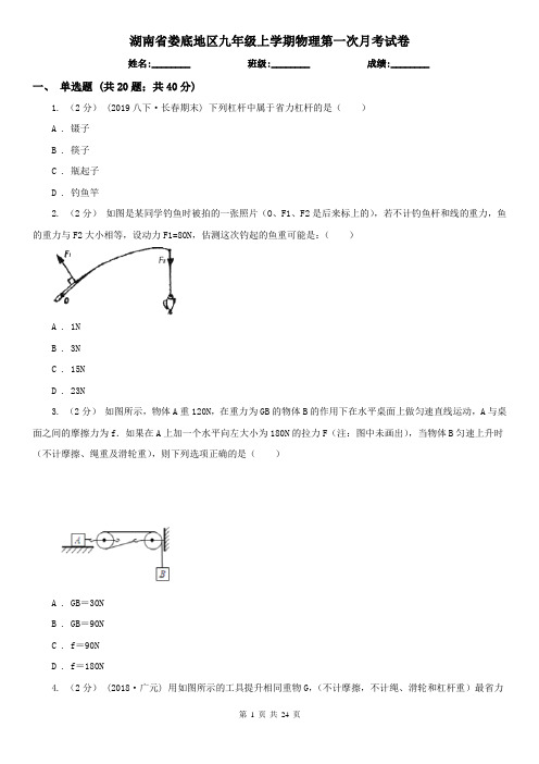 湖南省娄底地区九年级上学期物理第一次月考试卷