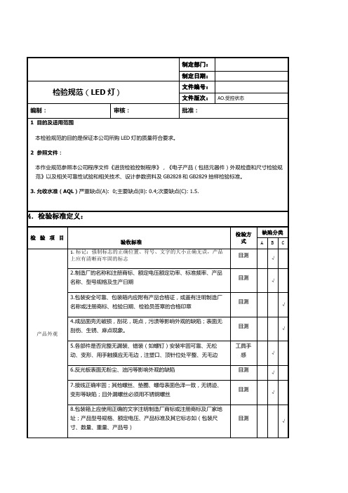 LED灯检验规范