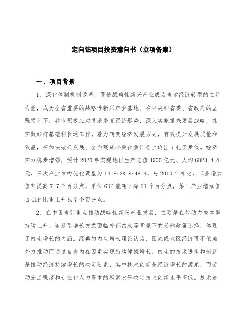 定向钻项目投资意向书(立项备案)