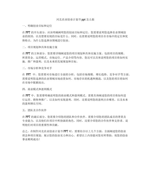 河北农业创业计划书ppt怎么做