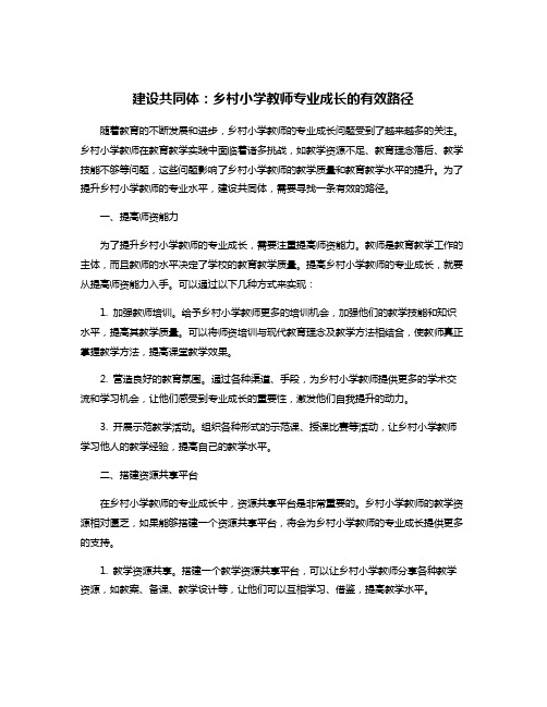 建设共同体：乡村小学教师专业成长的有效路径