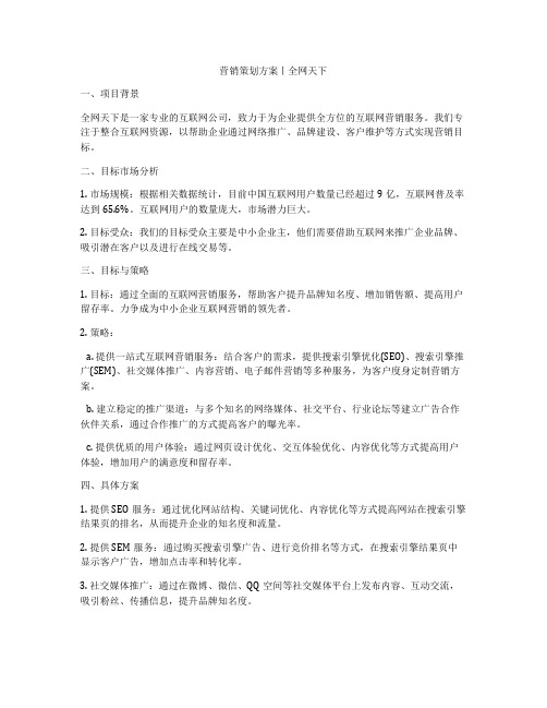 营销策划方案丨全网天下