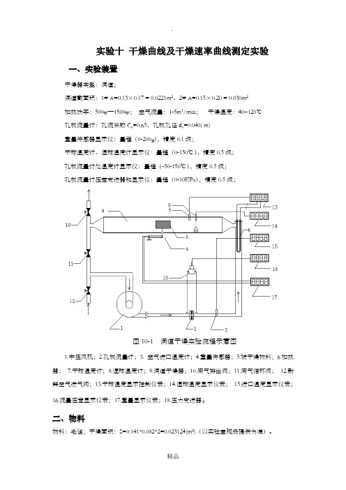 化工原理实验——干燥曲线及干燥速率曲线测定实验