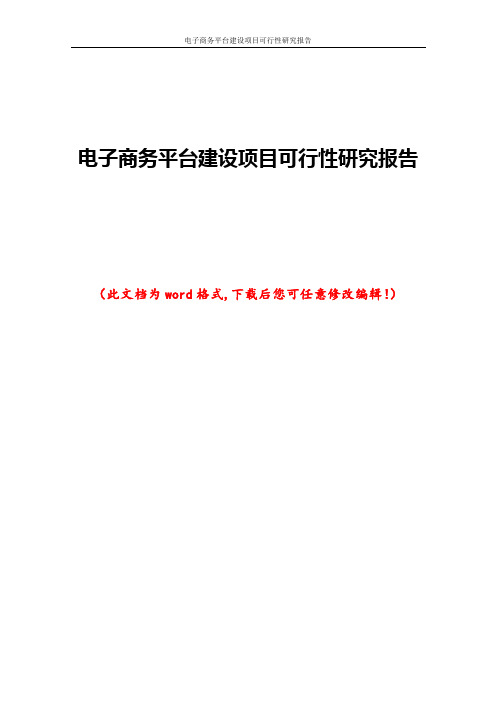 电子商务平台建设项目可行性研究报告