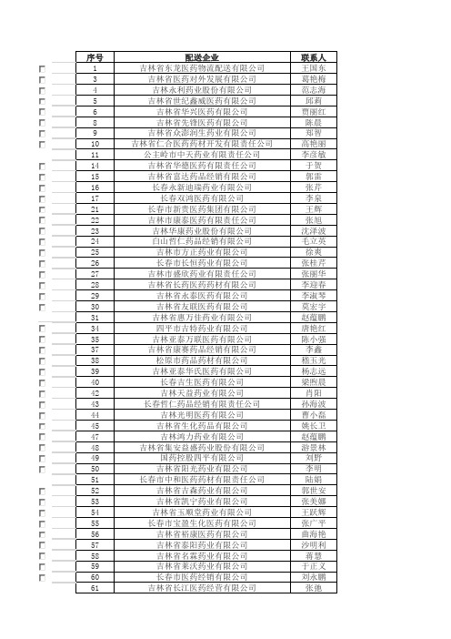 吉林省配送公司名单