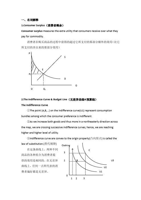 微观经济学 名词解释