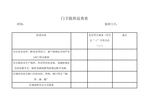 门卫值班巡查表