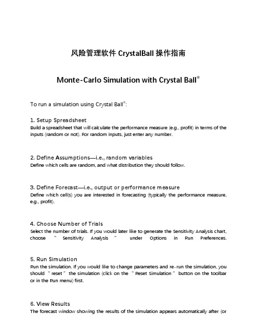 风险管理软件CrystalBall操作指南