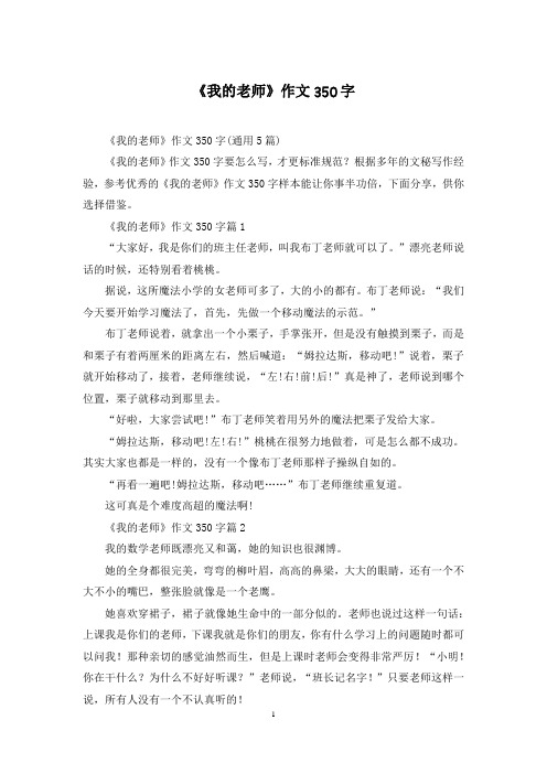 《我的老师》作文350字