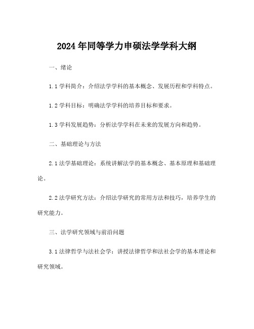 2024年同等学力申硕法学学科大纲