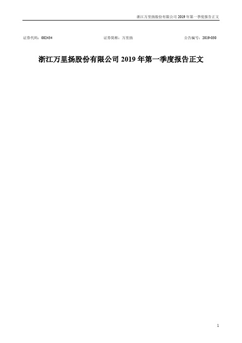 万里扬 2019 第一季度财报正文