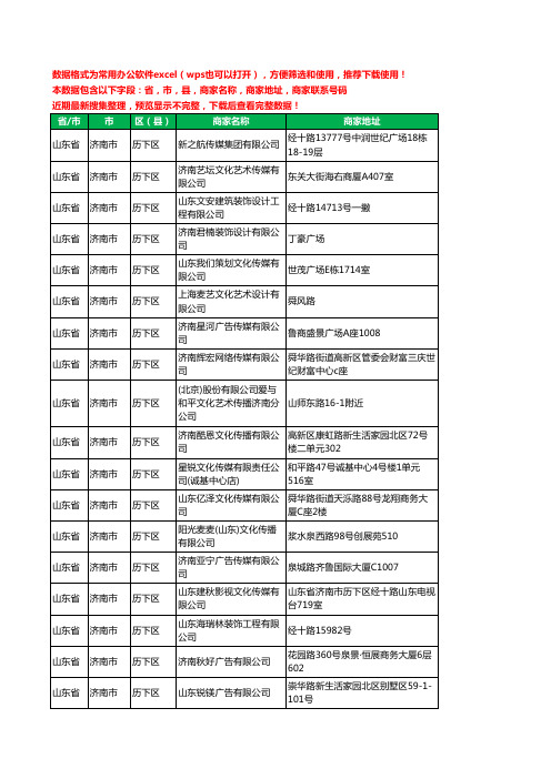 2020新版山东省济南市历下区广告有限公司工商企业公司商家名录名单黄页联系电话号码地址大全362家