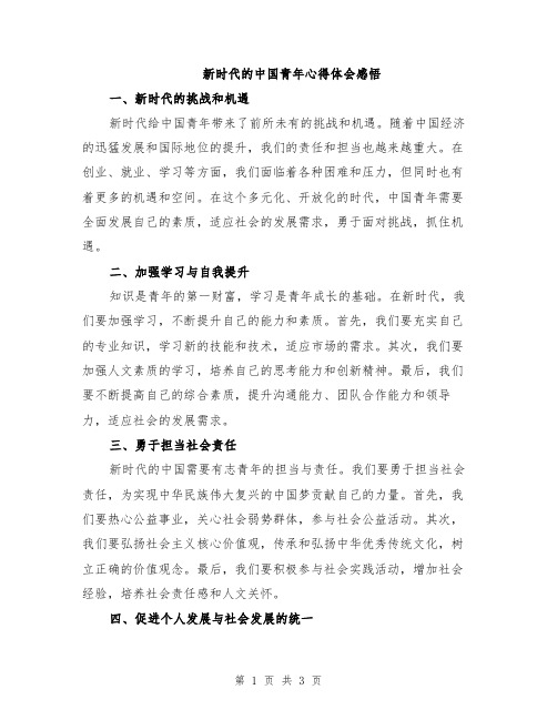 新时代的中国青年心得体会感悟