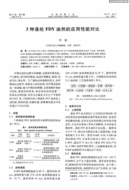 3种涤纶FDY油剂的应用性能对比