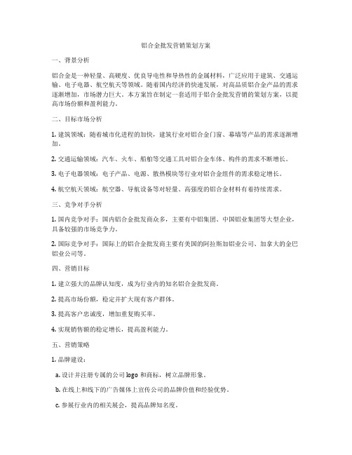 铝合金批发营销策划方案